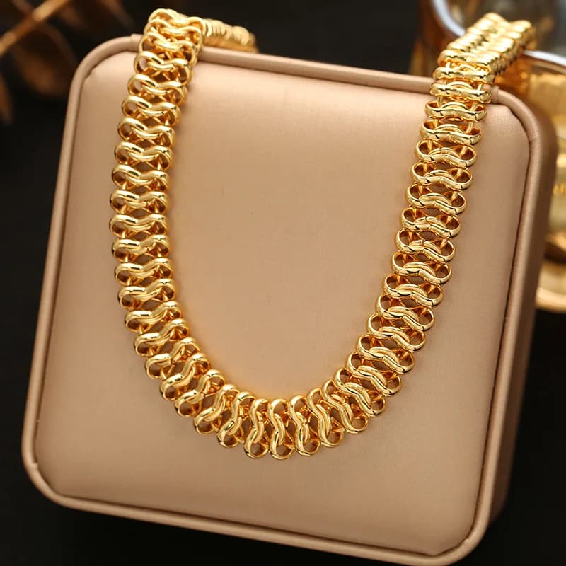 Dikke gouden ketting en armband set