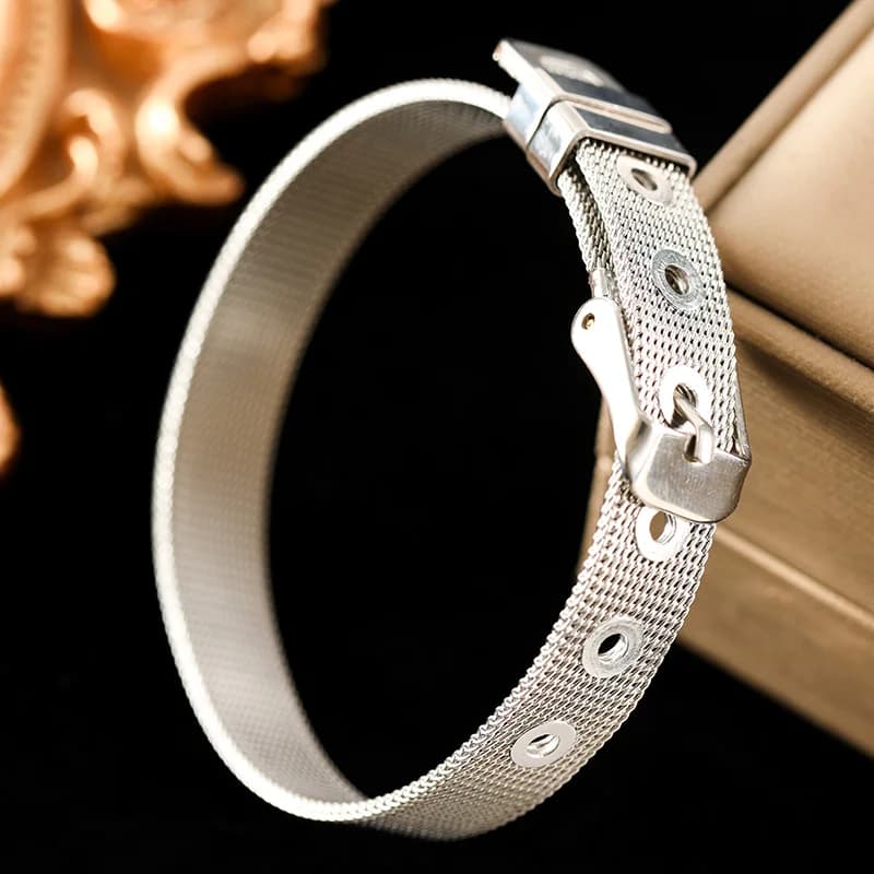 Zilverkleurige ketting armband van roestvrij staal