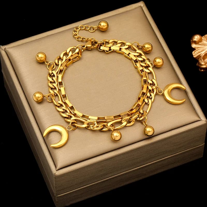 Omkeerbare hart bedelarmband, verguld