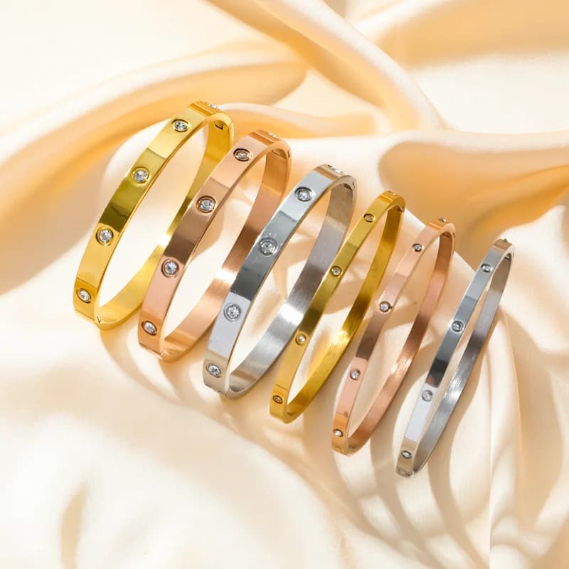 3-Kleurige Zirkonia Bangles Armband