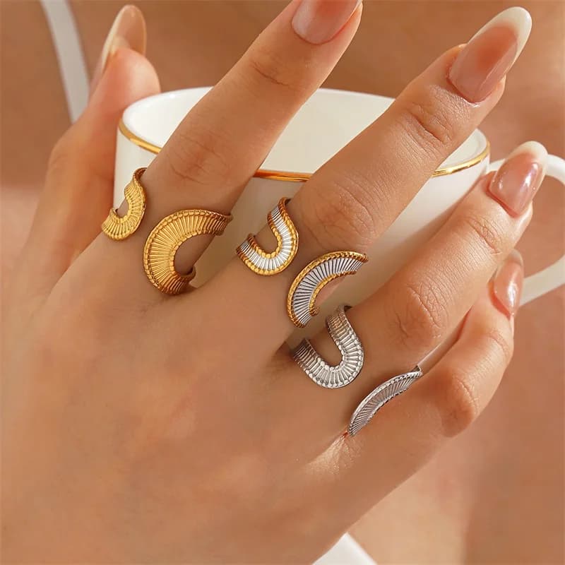 Verstelbare open cuff ring van roestvrij staal