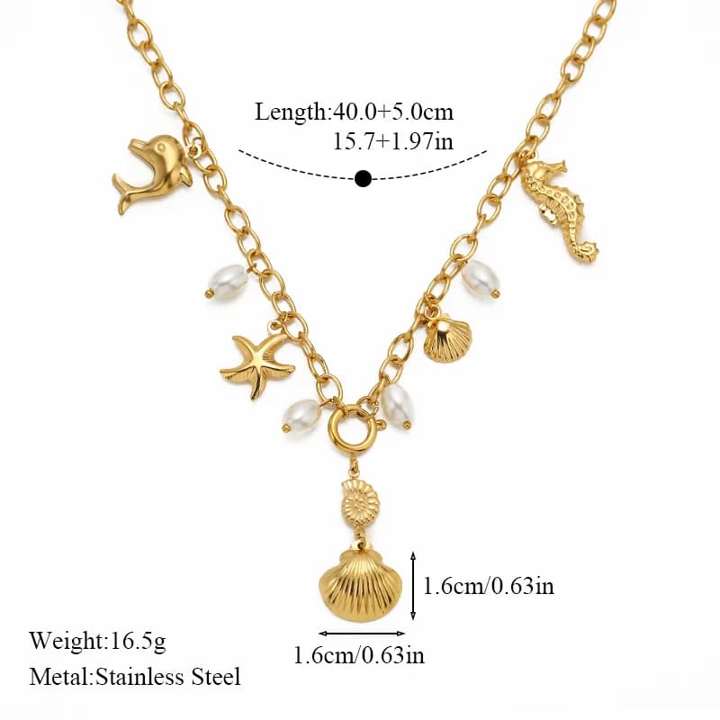 RVS Oceaan Schelp Hangertje Ketting