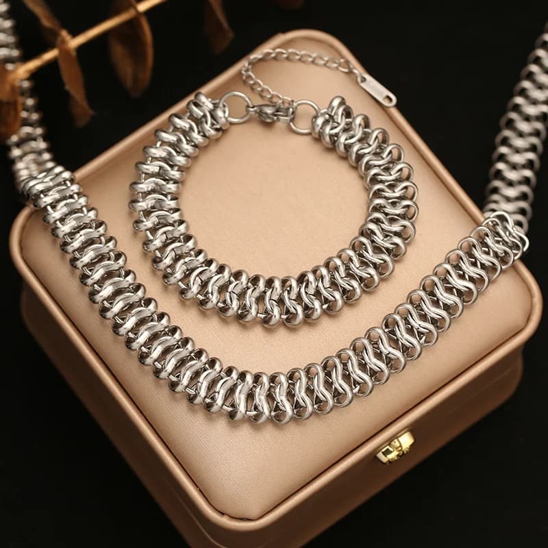Dikke gouden ketting en armband set
