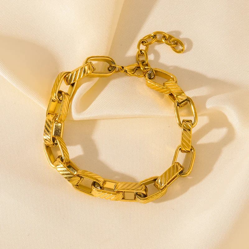 Multilaagse Dikke Schakelarmband, Goud RVS