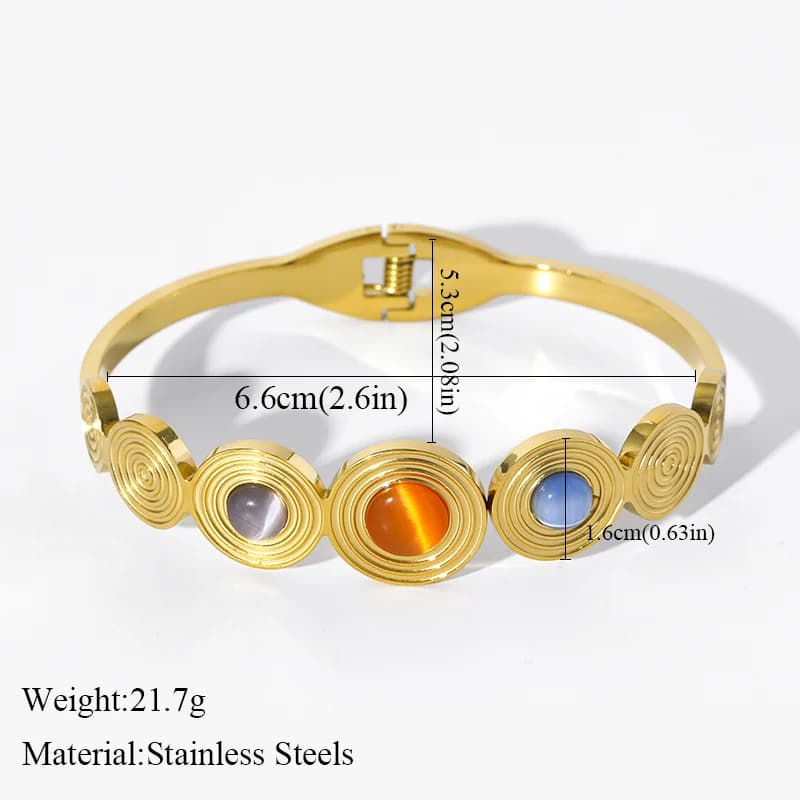 Ronde armbanden met kleurrijke stenen van roestvrij staal
