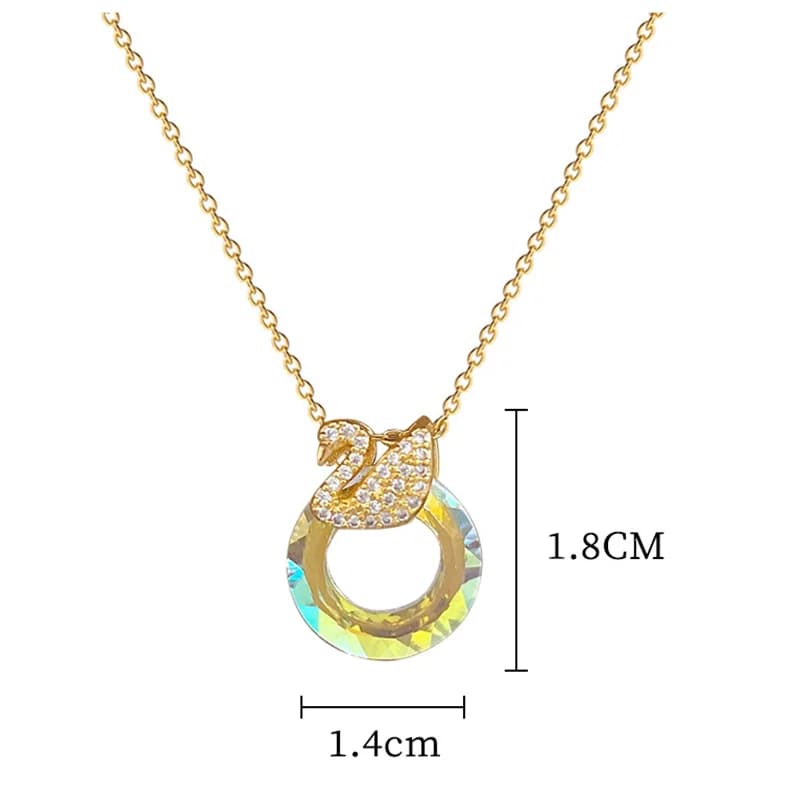 Kubiek Zirkonia Zwaan Hanger Ketting, Goudtint