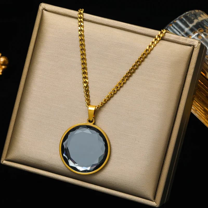 Grote Vierkante Zirkonia Kristal Hanger Ketting