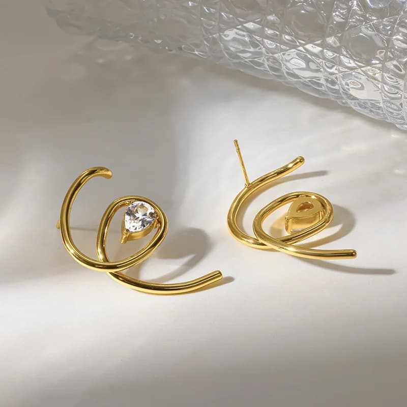 RVS Onregelmatige Zirkonia Studearrings