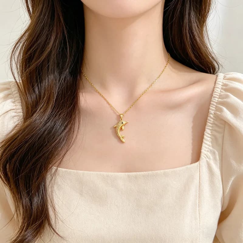 Dolfijn hanger ketting met kubieke zirkonia