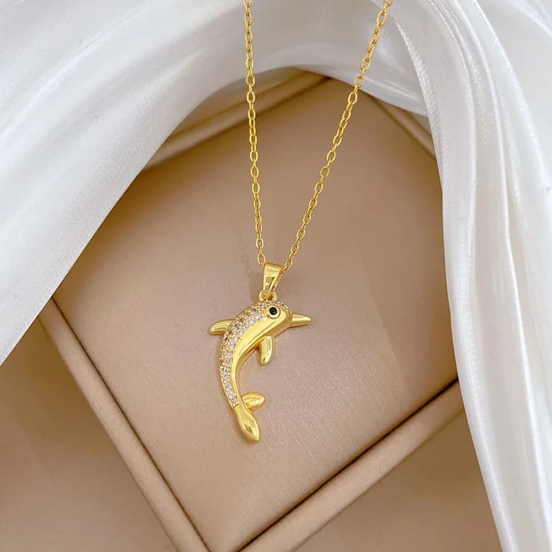 Dolfijn hanger ketting met kubieke zirkonia