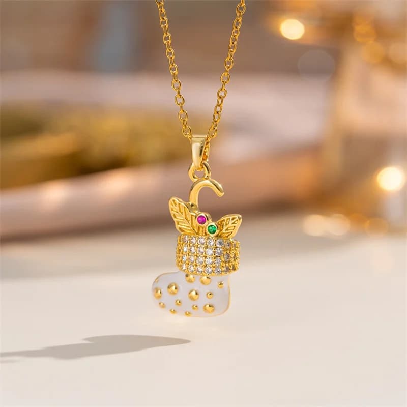 Fonkelende Zirconia Kerst Hanger Ketting