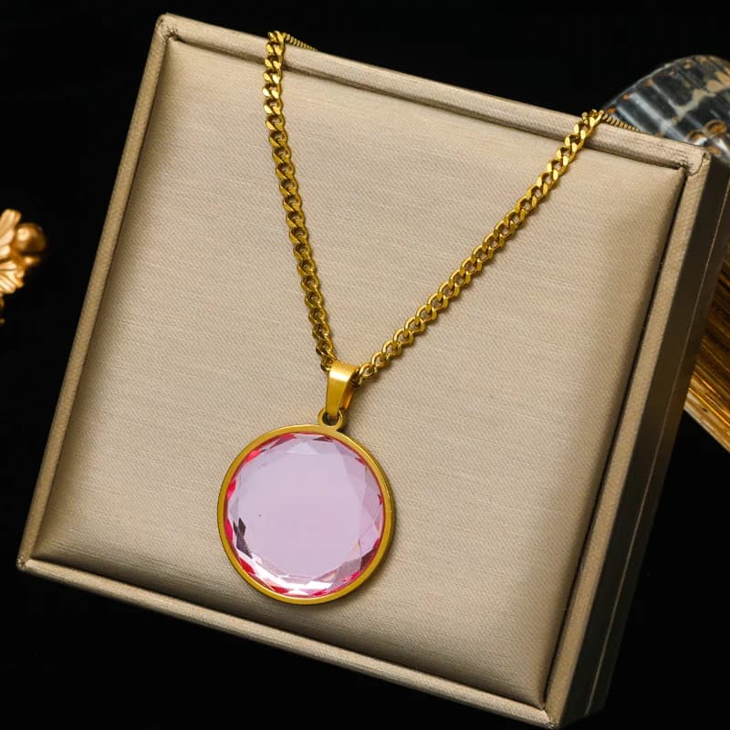Ronde Kristallen Hanger Choker Ketting