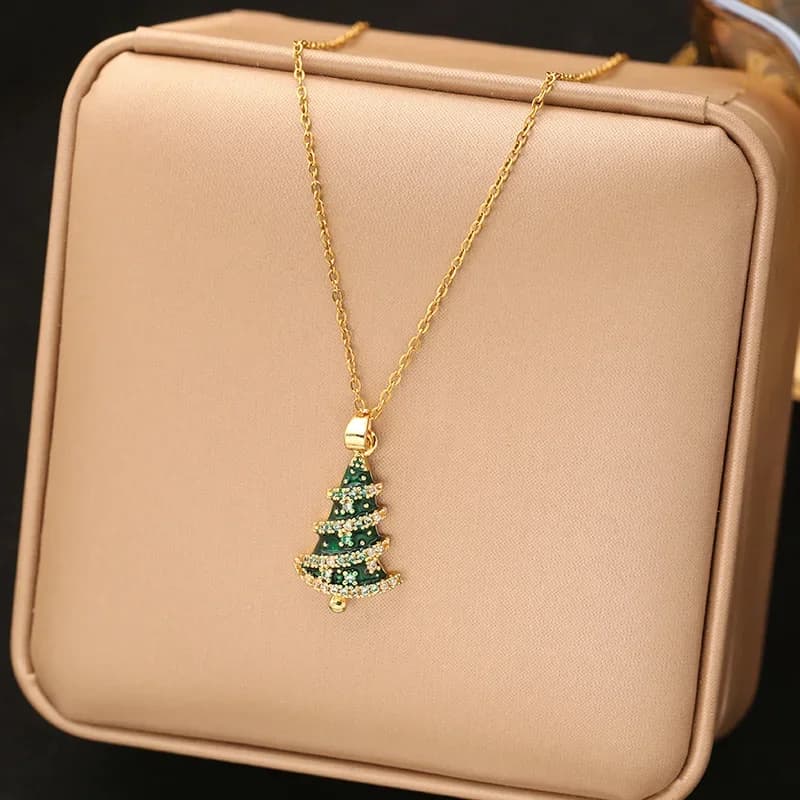 RVS kerstboom hanger ketting