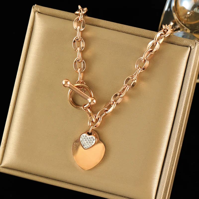 Dubbele Hart Ketting en Armband Set, Zilver