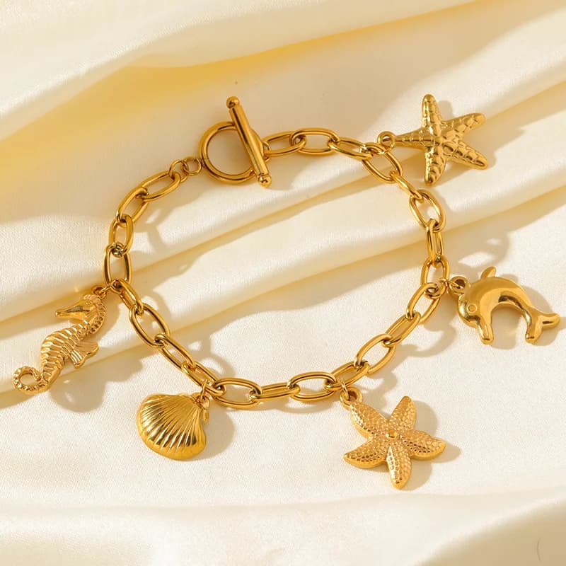 Zeester en Schelp Bedelarmband van Roestvrij Staal