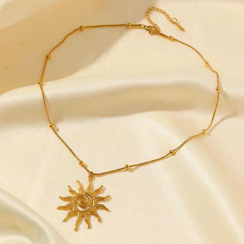 Vintage Zon Halsketting en Oorbellen Set