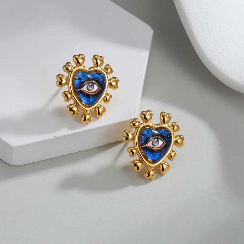 Roestvrijstalen sieradenset met blauw boze oog