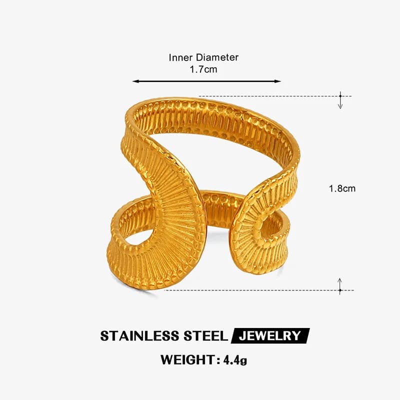 Verstelbare open cuff ring van roestvrij staal