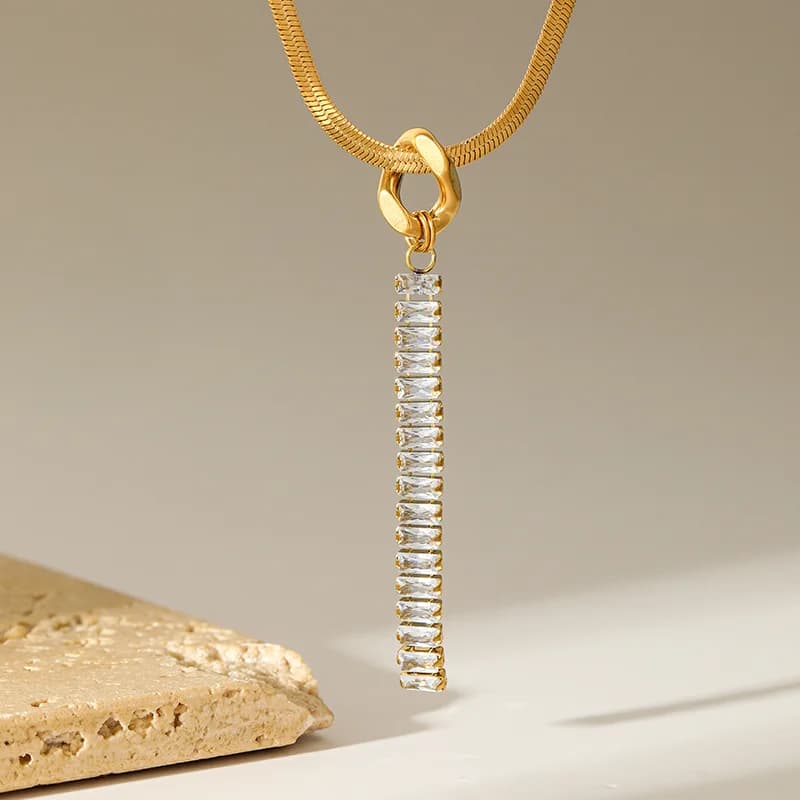 Witte Zirkonia Lange Hanger Ketting