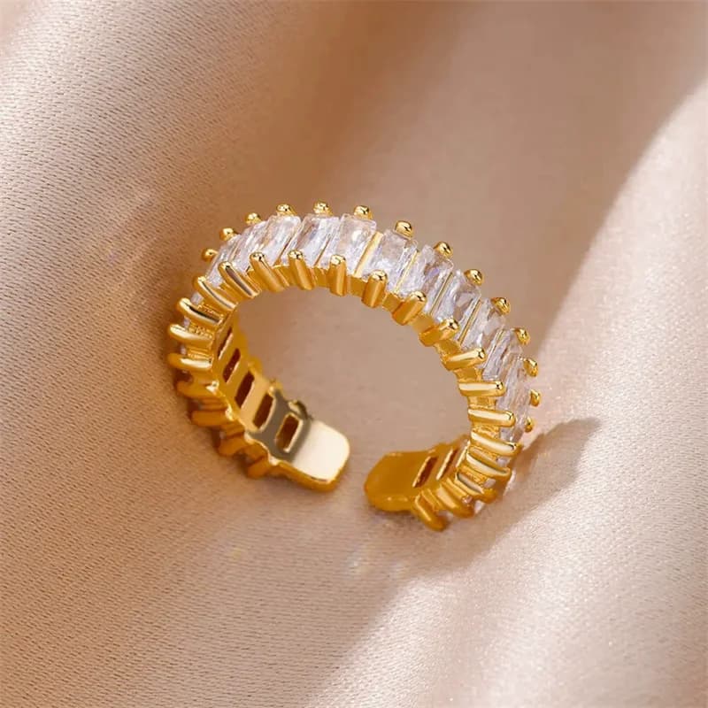 316L RVS Kubische Zirkonia Verstelbare Ring