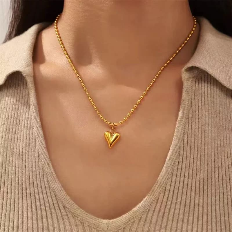 Hart en parel ketting- en oorbellenset