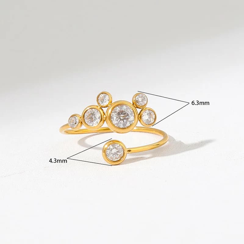 Instelbare ring met kleurrijke cubic zirconia