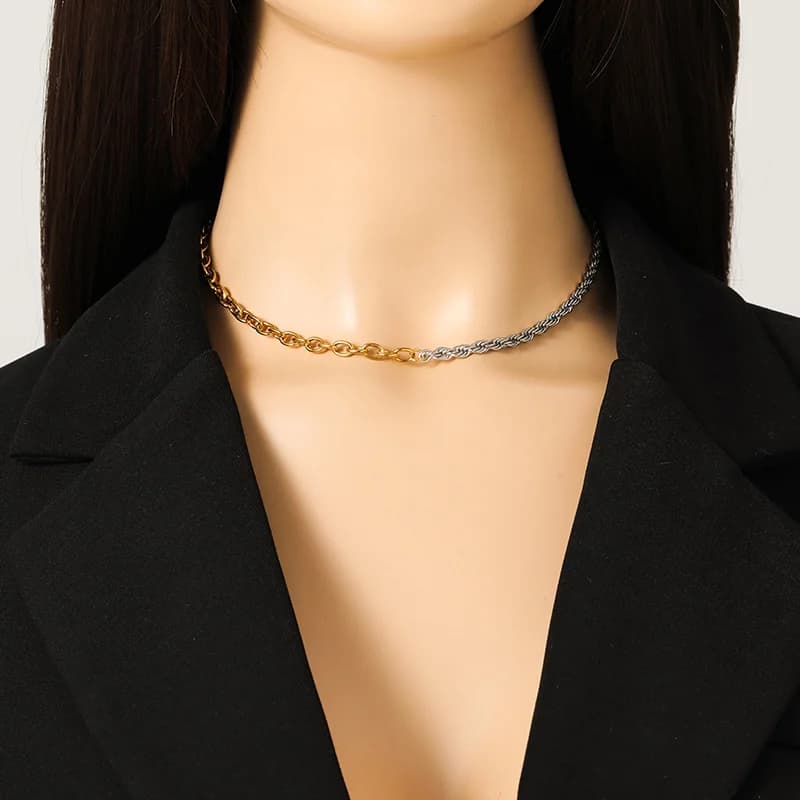 Ketting Halsketting en Armband Set, Goud en Zilver