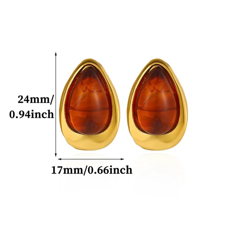 Vintage Druppelvormige Amber Oorknopjes