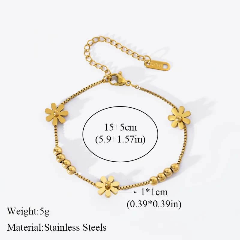 Goudkleurige bloemenarmband voor dames en meisjes