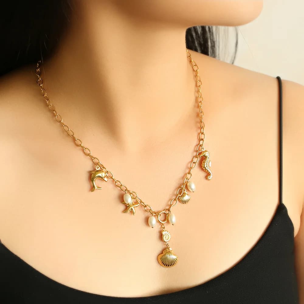 RVS Oceaan Schelp Hangertje Ketting