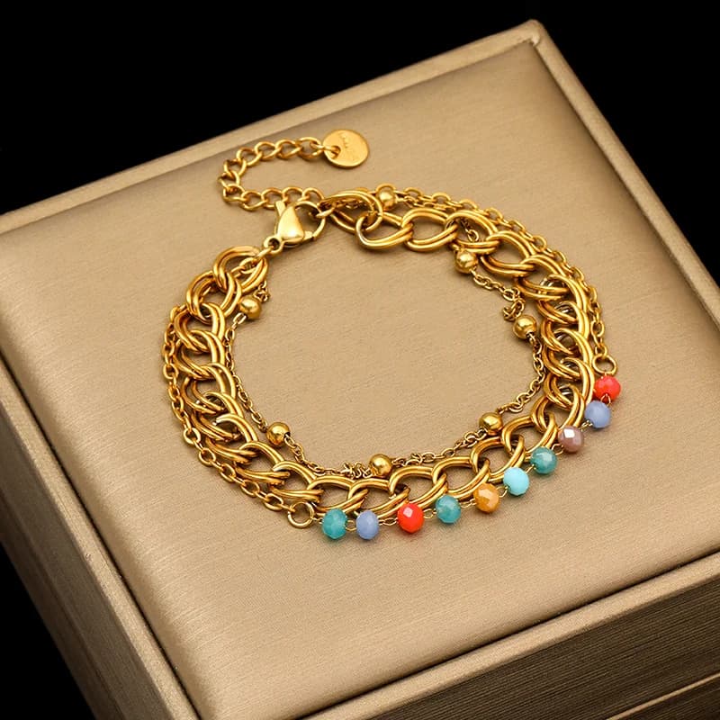 Gouden multilayer brede armband van roestvrij staal