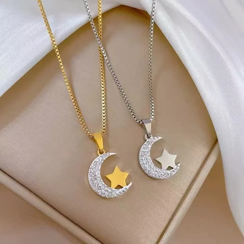 Maan Ster Hanger Ketting, Roestvrij Staal