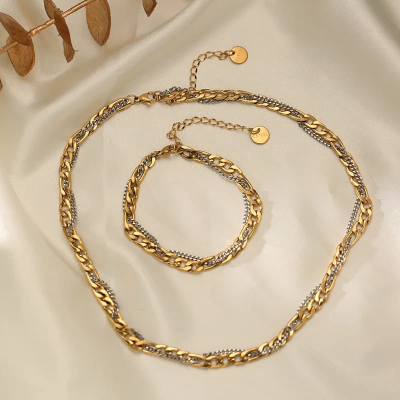 Twee-kleurige ketting- en armbandset