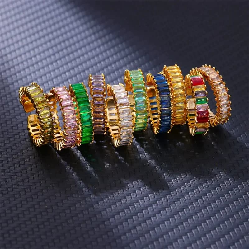 316L RVS Kubische Zirkonia Verstelbare Ring