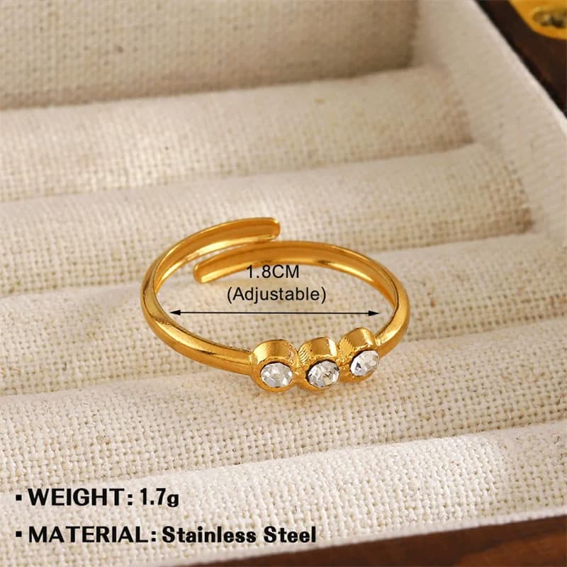 Goudkleurige Oog Zirconia Charm Statement Ring
