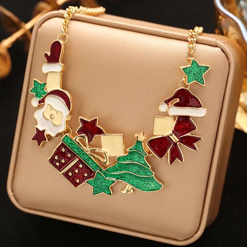 Kerst sneeuwvlok en bel hanger ketting