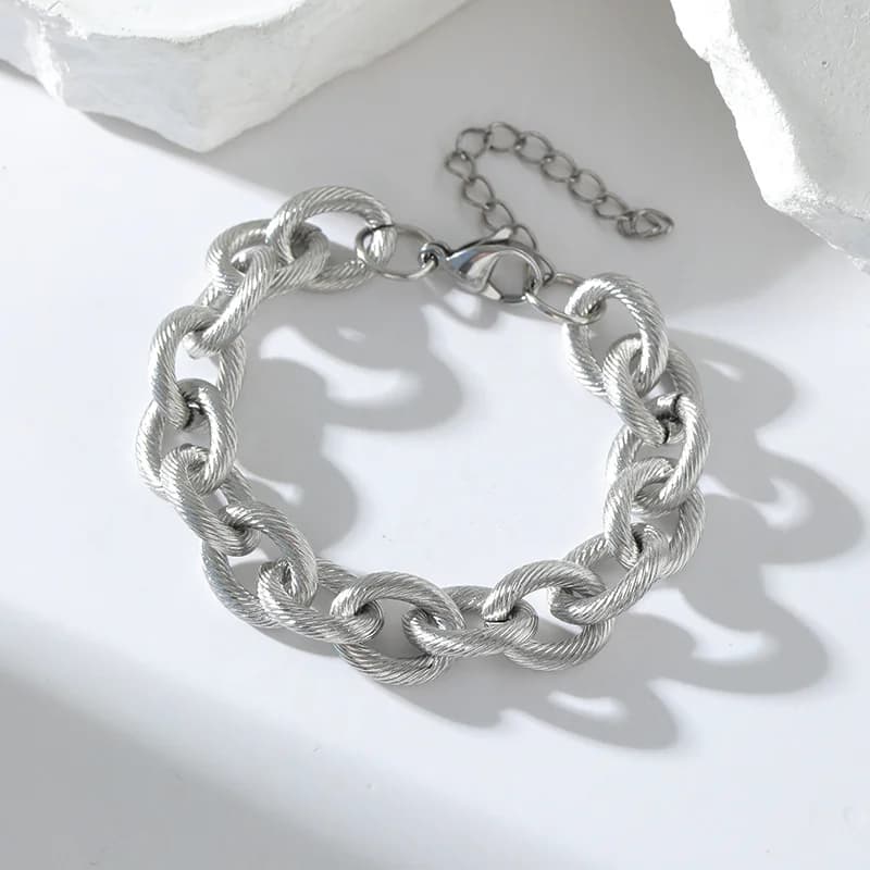 Dikke Punk-stijl roestvrijstalen armband, Zilver