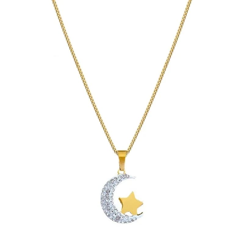 Maan Ster Hanger Ketting, Roestvrij Staal
