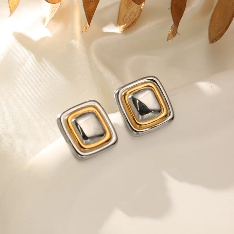 316L RVS twee-kleurige geometrische stud oorhangers