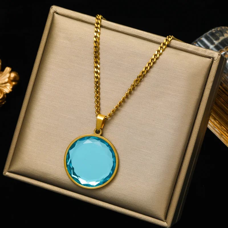 Ronde Kristallen Hanger Choker Ketting