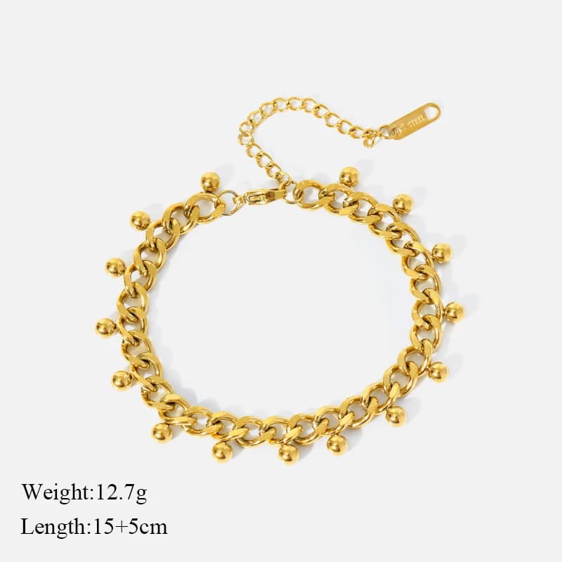Grove ketting choker en armband set, goud