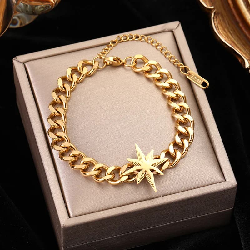 Eenvoudige goudkleurige schakelketting armband