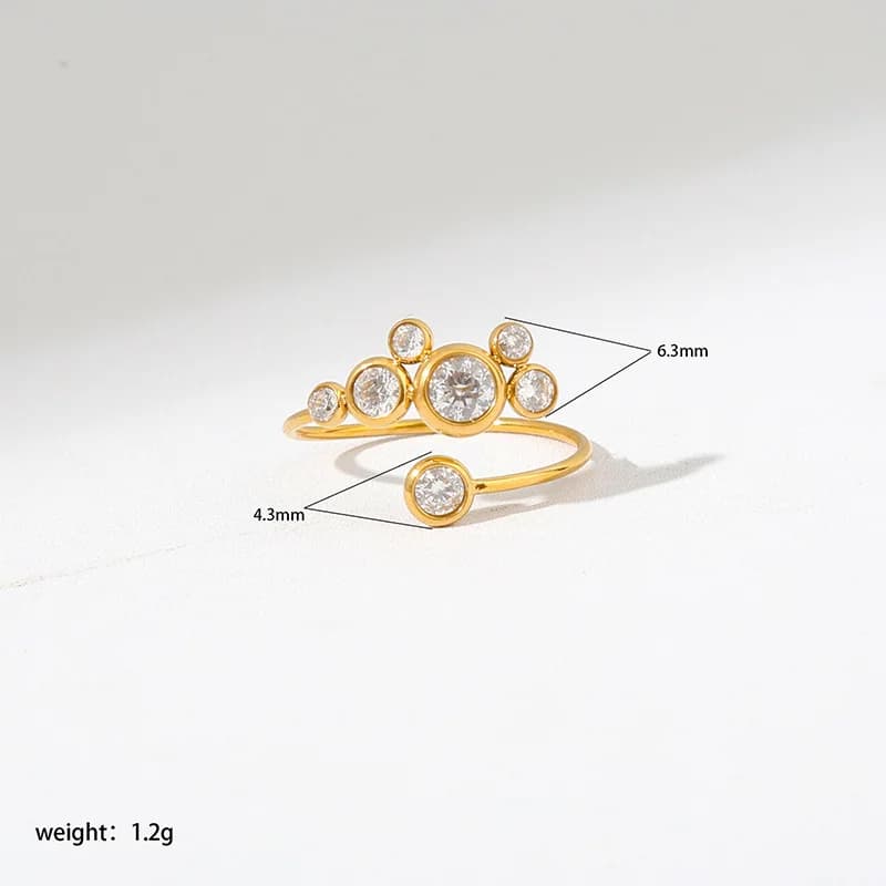 Instelbare ring met kleurrijke cubic zirconia