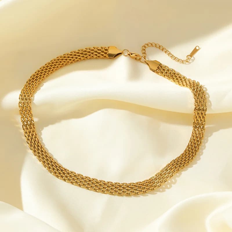 316L roestvrij staal goudkleurige horlogeketting halsketting en armband set