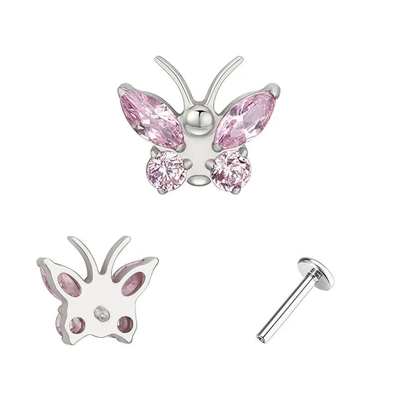 Titanium spiraalvlinder zirconia lichaamspiercing